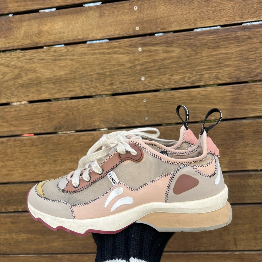 Fendi Cream and Brown Sneakers Modern Chunky Design